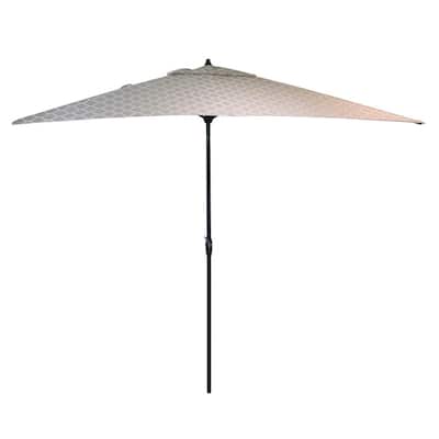 10 ft. x 6 ft. Aluminum Market Patio Umbrella in Toffee Trellis with Push-Button Tilt