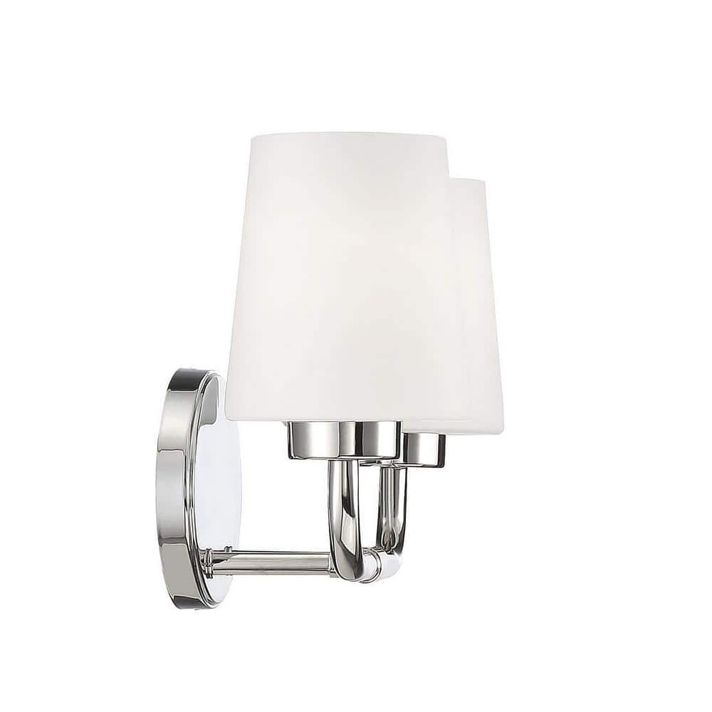 Capra Polished Nickel 2-Light Vanity with White Opal Glass Shades