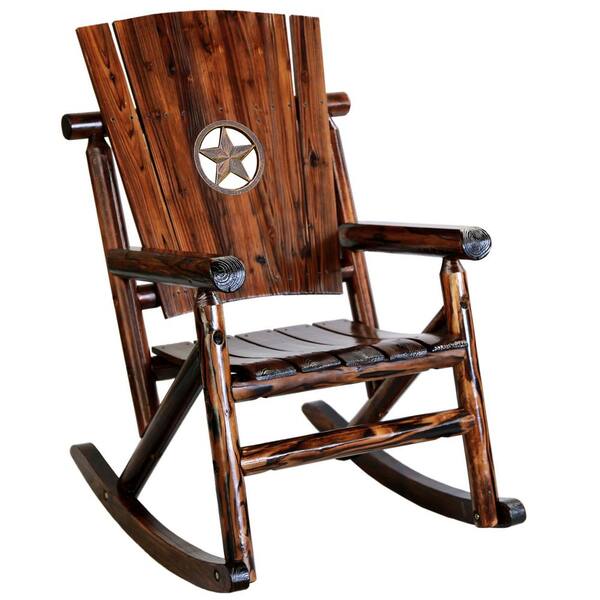 Leigh Country Char Log Wood Patio Rocking Chair With Star Medallion Tx 93621 The Home Depot - Char Log Patio Furniture