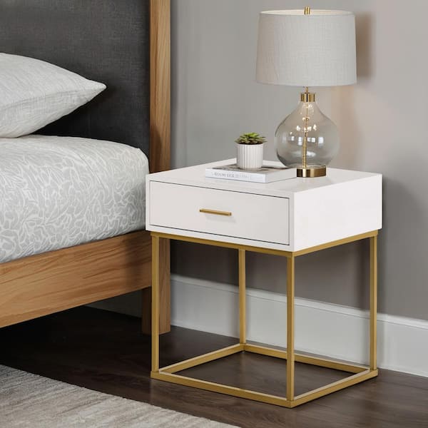LuXeo Catalina 1-Drawer White Nightstand 24 in. H x 20.5 in. W x 18.5 in. D