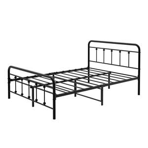 Amanda Full Black Platform Bed Frame with Headboard and Metal Bed Slats