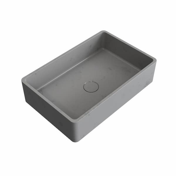 Yunus 19.68 in. Vessel Rectangular Modern Bathroom Sink in Gray Concrete