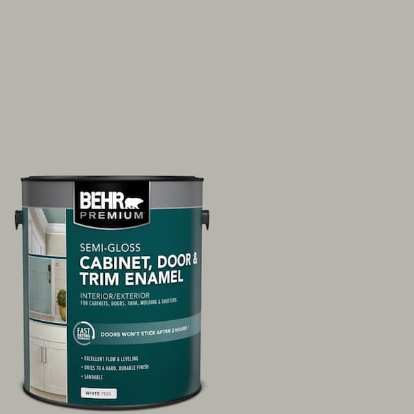 BEHR PREMIUM 1 gal. #PPU24-11 Greige Semi-Gloss Enamel Interior/Exterior Cabinet, Door & Trim Paint