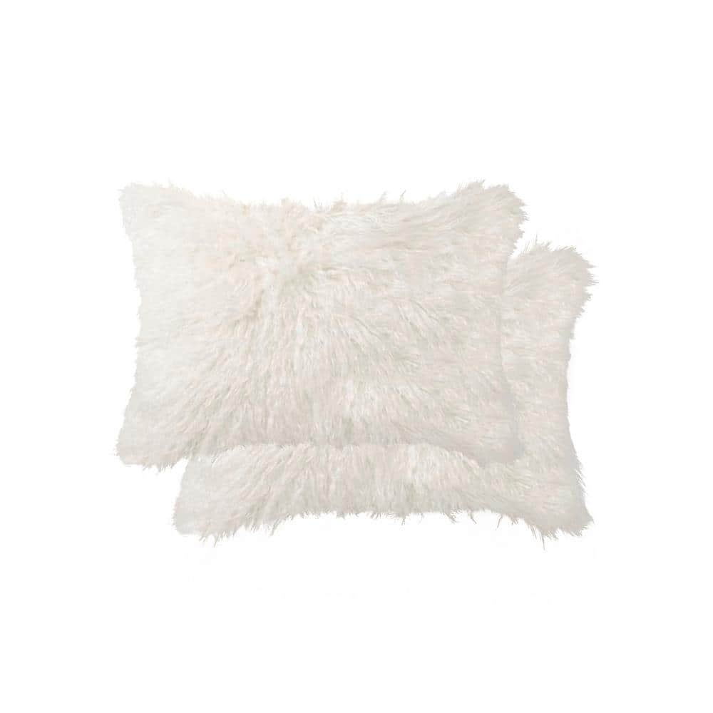 Luxe Faux Fur 676685041258 12 x 20 in. Belton Sheepskin Pillow - Denton Zebra Black & White - Pack of 2