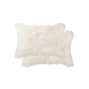 Mongolian Sheepskin Natural White Throw Pillow - Pillow Decor