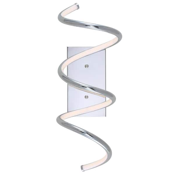 Scribble 7 in. Chrome Modern Metal Integrated LED Vanity Light Sconce