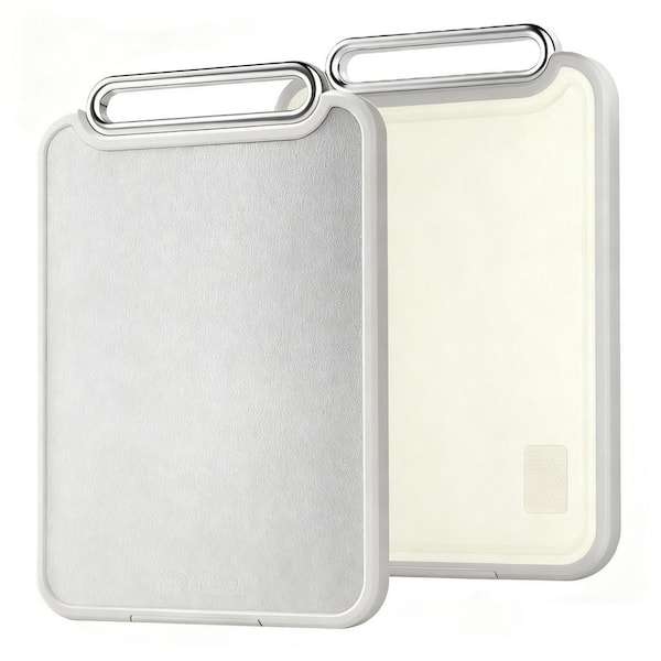 16 in. x 11 in. Rectangular Stainless Steel Cutting Board with Handle, Hand Wash Only, Double Sided Steel Food Grade PP