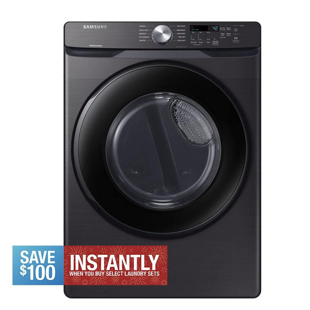 Samsung 7.5 cu. ft. Stackable Vented Electric Dryer with Sensor Dry in Brushed Black