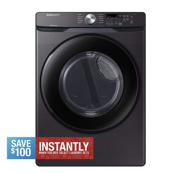 7.5 cu. ft. Stackable Vented Electric Dryer with Sensor Dry in Brushed Black