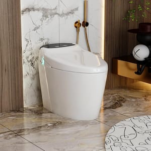 Smart Dual Flush 1-Piece Toilet 1.28 GPF Toilet in White with Massage Cleaning, Digital Display, Sensor Flush, Heated