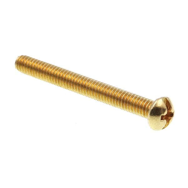 Prime-Line #8-32 x 1-1/2 in. Solid Brass Phillips/Slotted Combination Drive Round Head Machine Screws (100-Pack)
