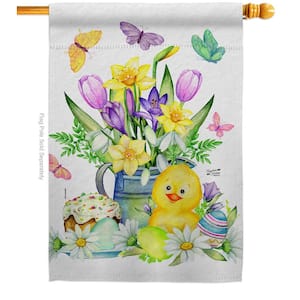 28 in. x 40 in. Easter Duckie Spring House Flag Double-Sided Decorative Vertical Flags