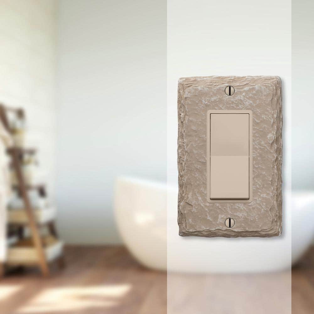 Almond Faux Slate Single Rocker Resin Wallplate