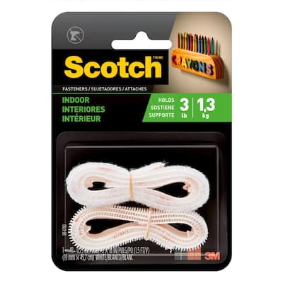 Scotch 3/4 in x 1.5ft White Indoor Fasteners, 1 Set of Strips