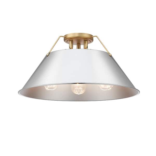 Golden Lighting Orwell 18.75 in. 3-Light Brushed Champagne Bronze and Chrome Flush Mount
