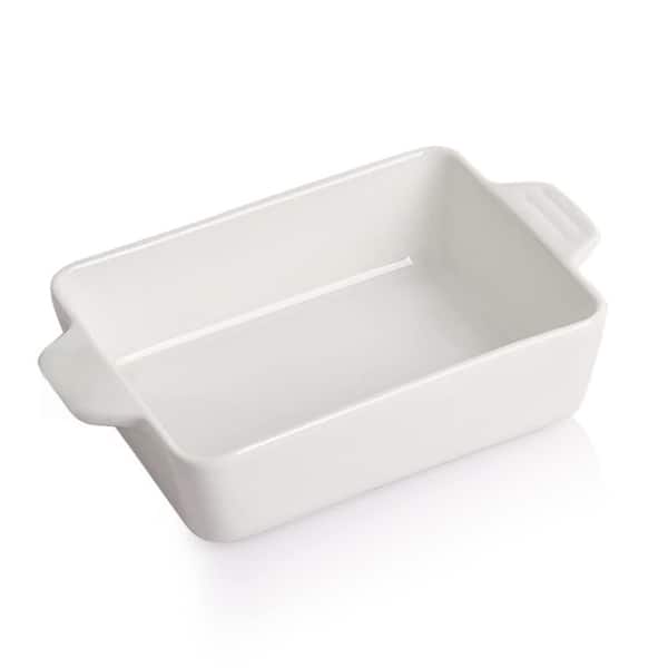 6.5 in. x 4.9 in. Ceramic Baking Dish with Rectangular for Microwaveable Cookware, Cooking, Brownie, Kitchen, White