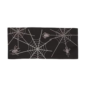 0.1 in. H x 36 in. W x 16 in. D Halloween Spider Web Double Layer Table Runner in Black