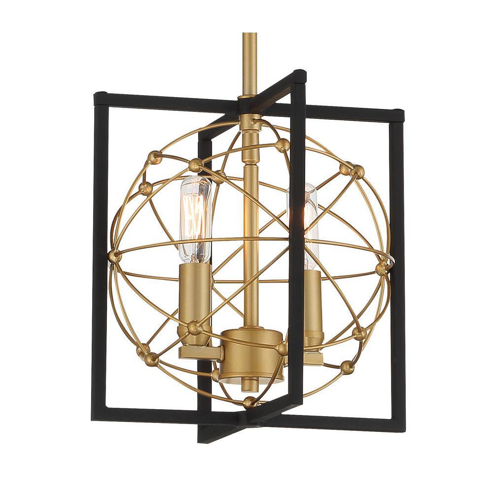 Titans Trace 2-Light Mini Pendant in Sand Coal and Honey Gold