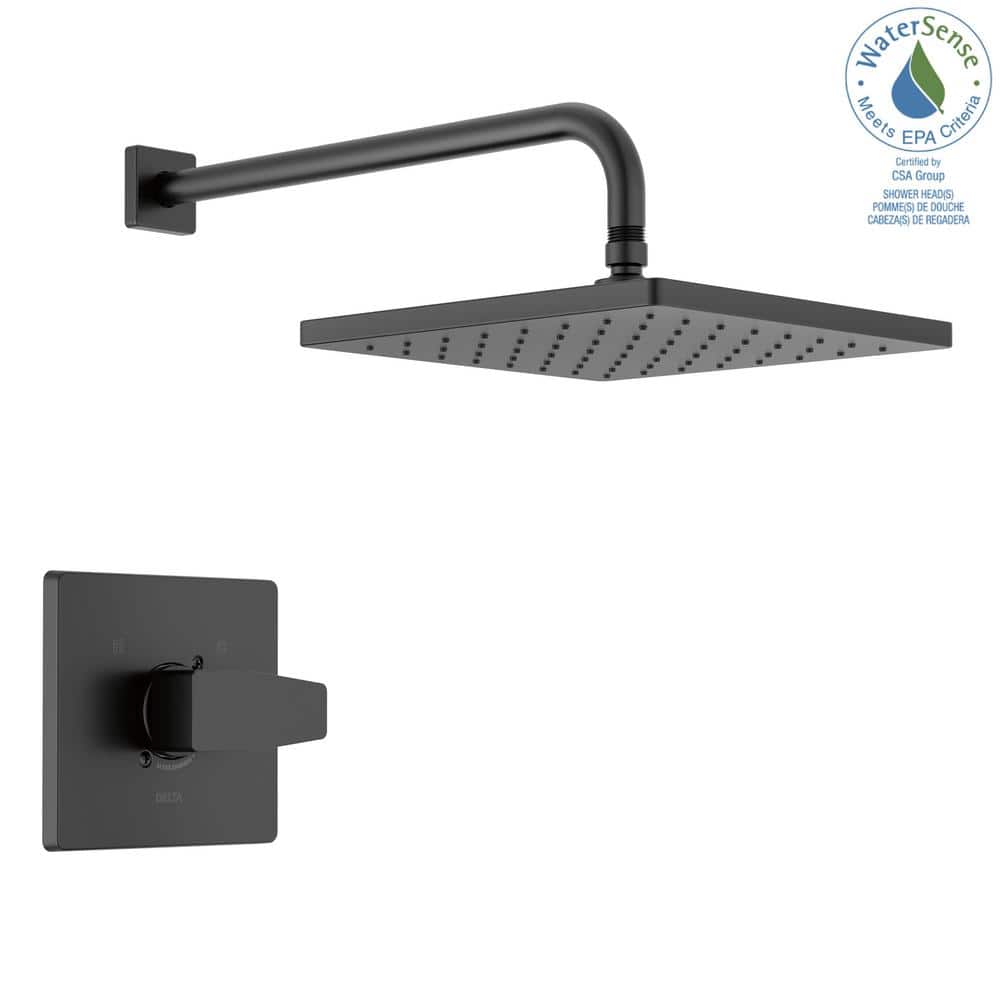 Matte Black Modern Square Rainfall Shower Faucet Set
