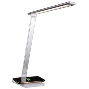 11 in. White Entice LED Desk Lamp with Wireless Charging