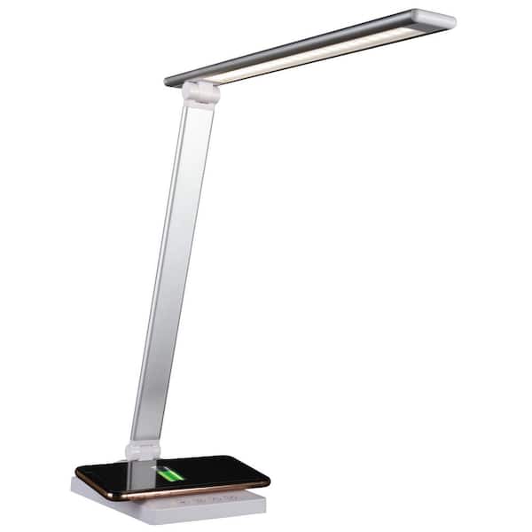 OttLite 11 in. White Entice LED Desk Lamp with Wireless Charging