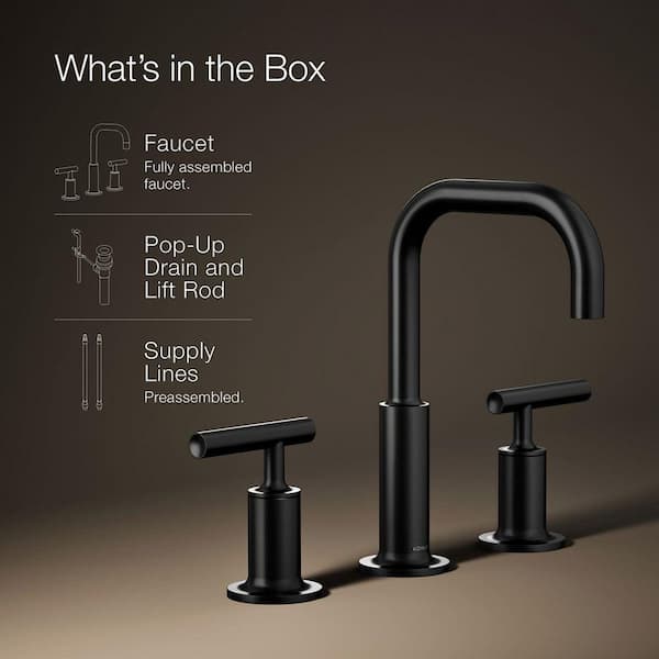 Purist 8 in. Widespread 2-Handle Bathroom Faucet with Lever Handles in Matte Black