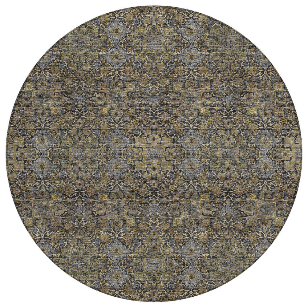 Chantille Machine Washable Indoor/Outdoor Abstract ACN2705 Black 8 ft. x 8 ft. Round Rug price history on PriceWatchPro