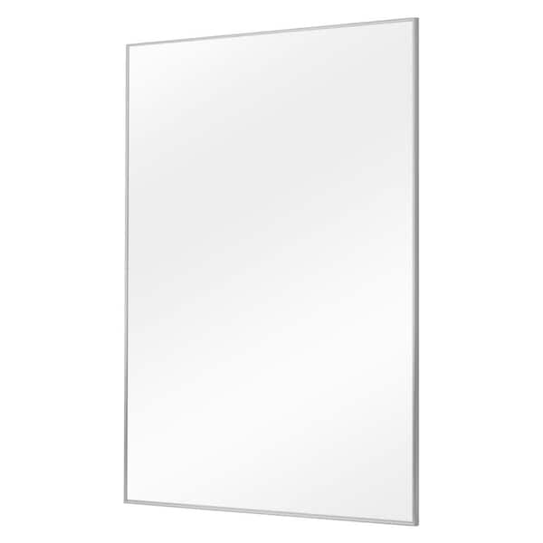 59 in. H x 35 in. W Rectangular Metal Framed Modern Silver Gym Mirror Wall  Mirror