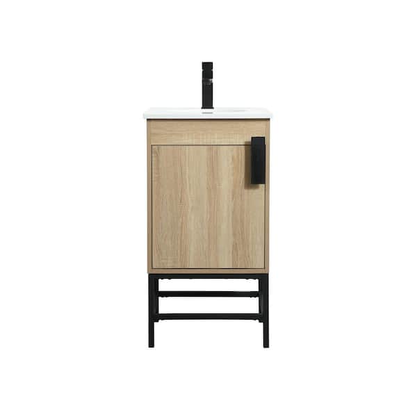 Unbranded Simply Living 18 in. W x 19 in. D x 33.5 in. H Bath Vanity in Mango Wood with Ivory White Engineered Marble Top
