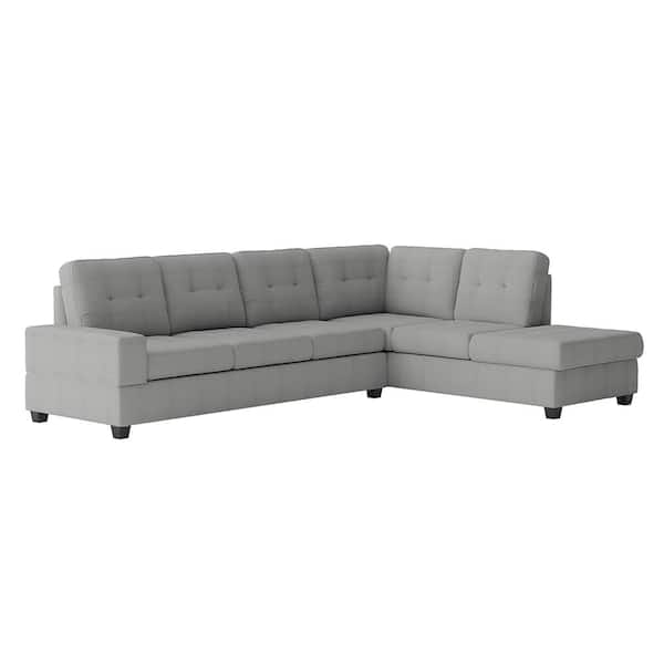 Lazzara Colrich 111.5 in. Straight Arm 2-piece Microfiber Reversible Sectional Sofa in Gray