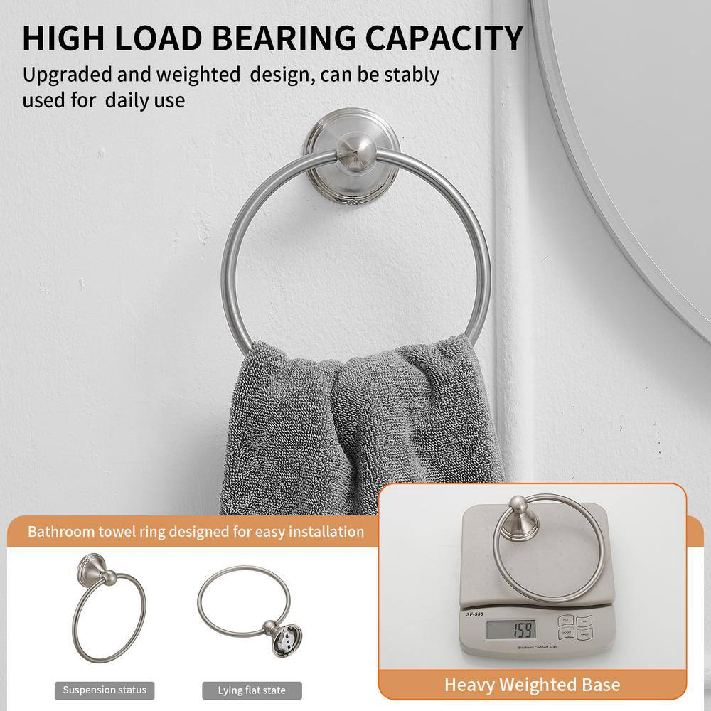 Brushed Nickel Wall Mounted Single Towel Ring