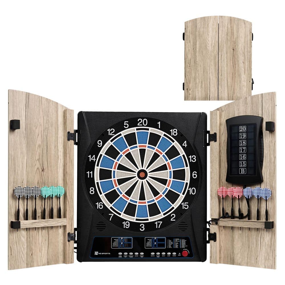 Elmhurst Smart Dartboard Cabinet with Digital Scorekeeping and Soft Tip Darts