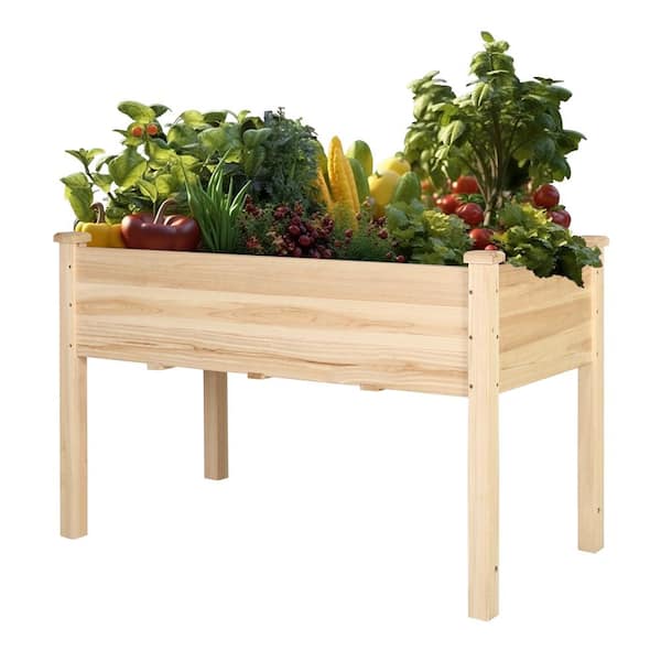 VEIKOUS 47 in. x 23 in. x 30 in. Gray Wooden Raised Garden Bed with Liner