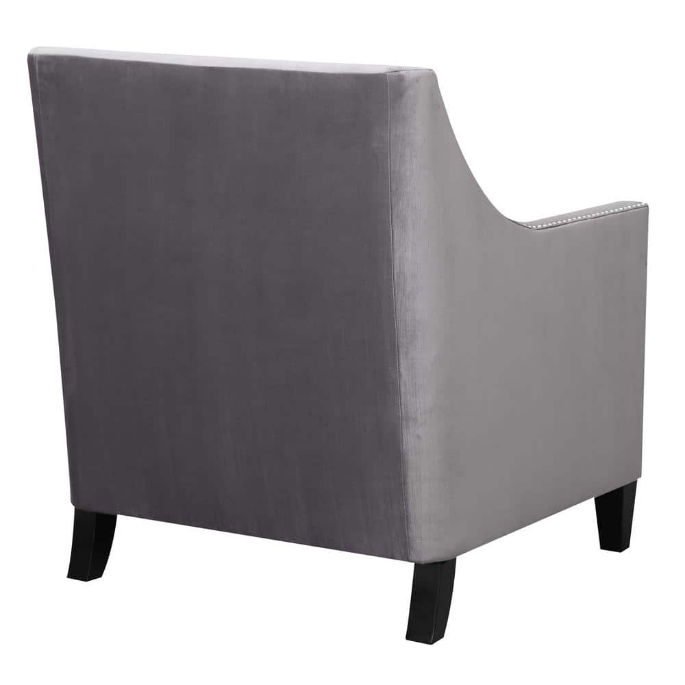 Teagan 30'' Gun Metal Gray Velvet Transitional Accent Chair