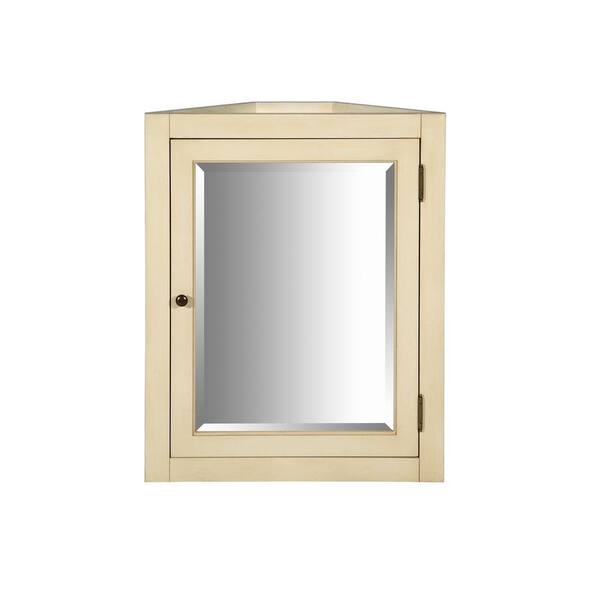 Hembry Creek Richmond 24 in. x 30 in. Surface-Mount Mirrored Corner Medicine Cabinet in Parchment