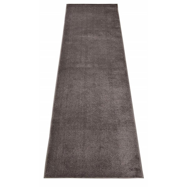 RugStylesOnline Euro Solid Grey 26 in. Width x Your Choice Length Custom Size Runner Rug