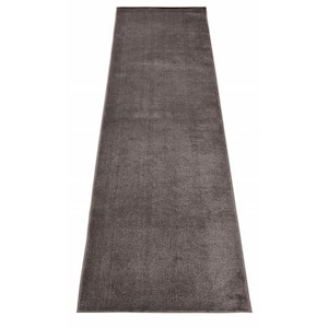 Euro Solid Grey 32 in. Width x Your Choice Length Custom Size Runner Rug