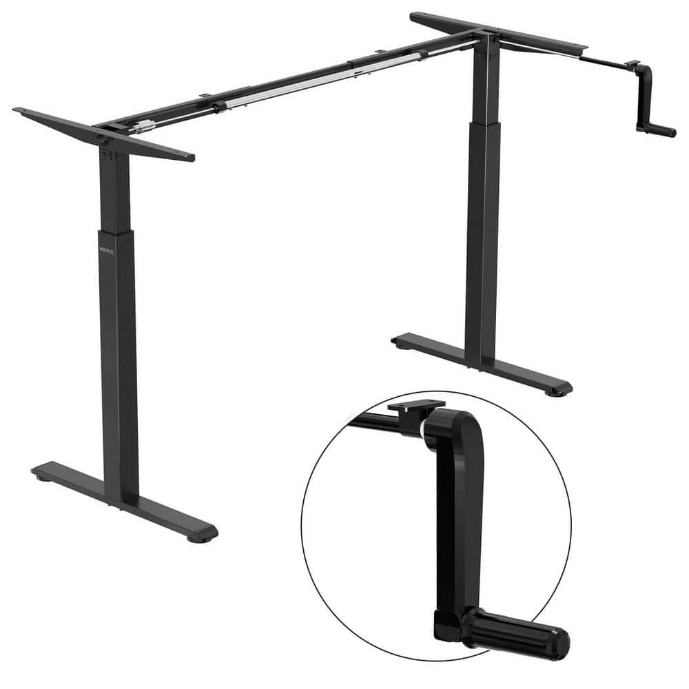 mount-it! Black Hand Crank Sit-Stand Desk Frame 62.9 in. W Hand