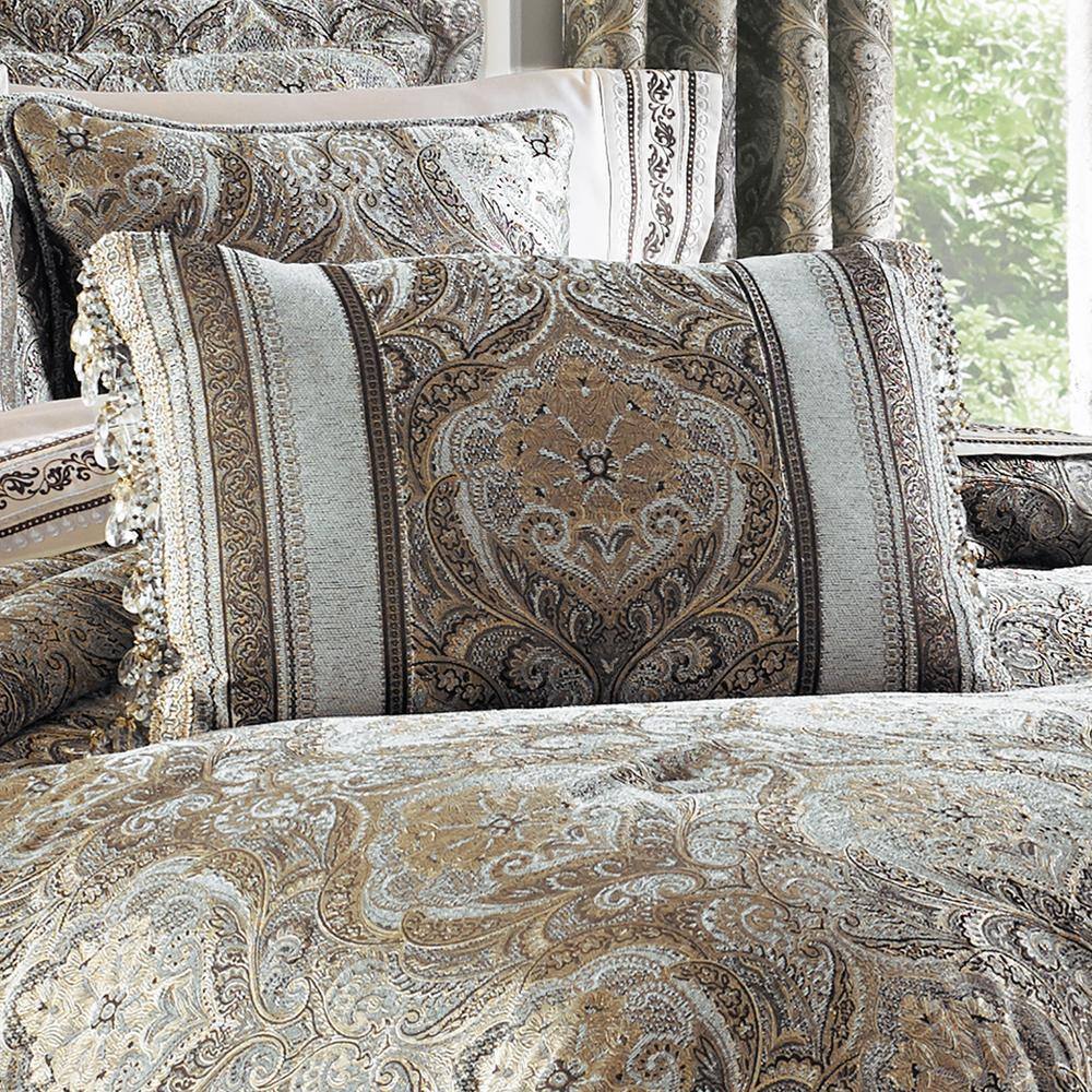 Paulina Stone Chenille Damask Boudoir Decorative Throw Pillow