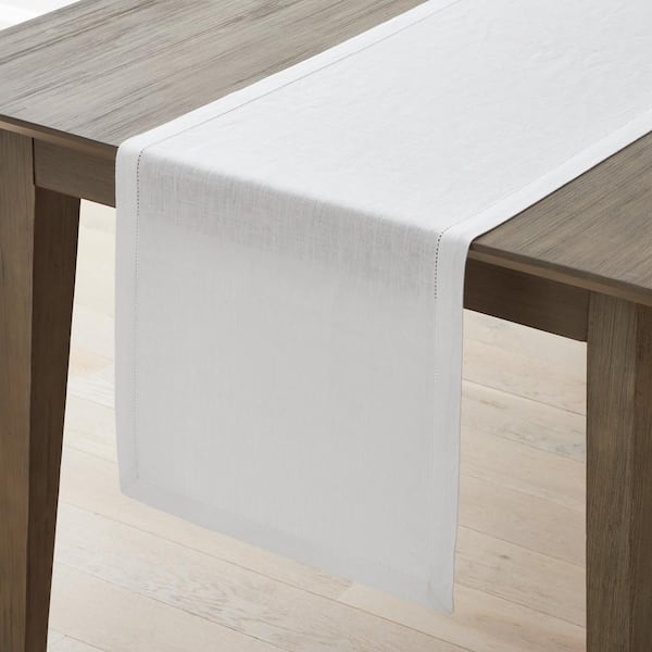 The Company Store Linen 16 in. x 90 in. White Solid Cotton Table Runner