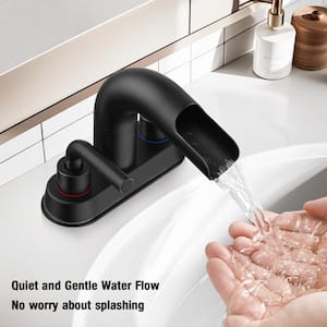 4 in. Bathroom Faucet Double Handle 3-Hole Waterfall Bathroom Sink Faucet with Pop-Up Drain in Oil Rubbed Bronze