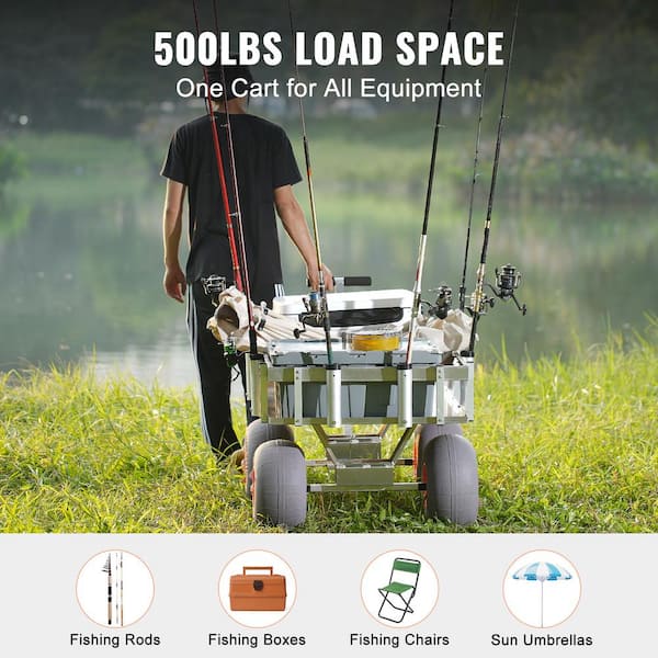 VEVOR 5.75 cu.ft. Beach Fishing Cart 500 lbs. Capacity Heavy-Duty