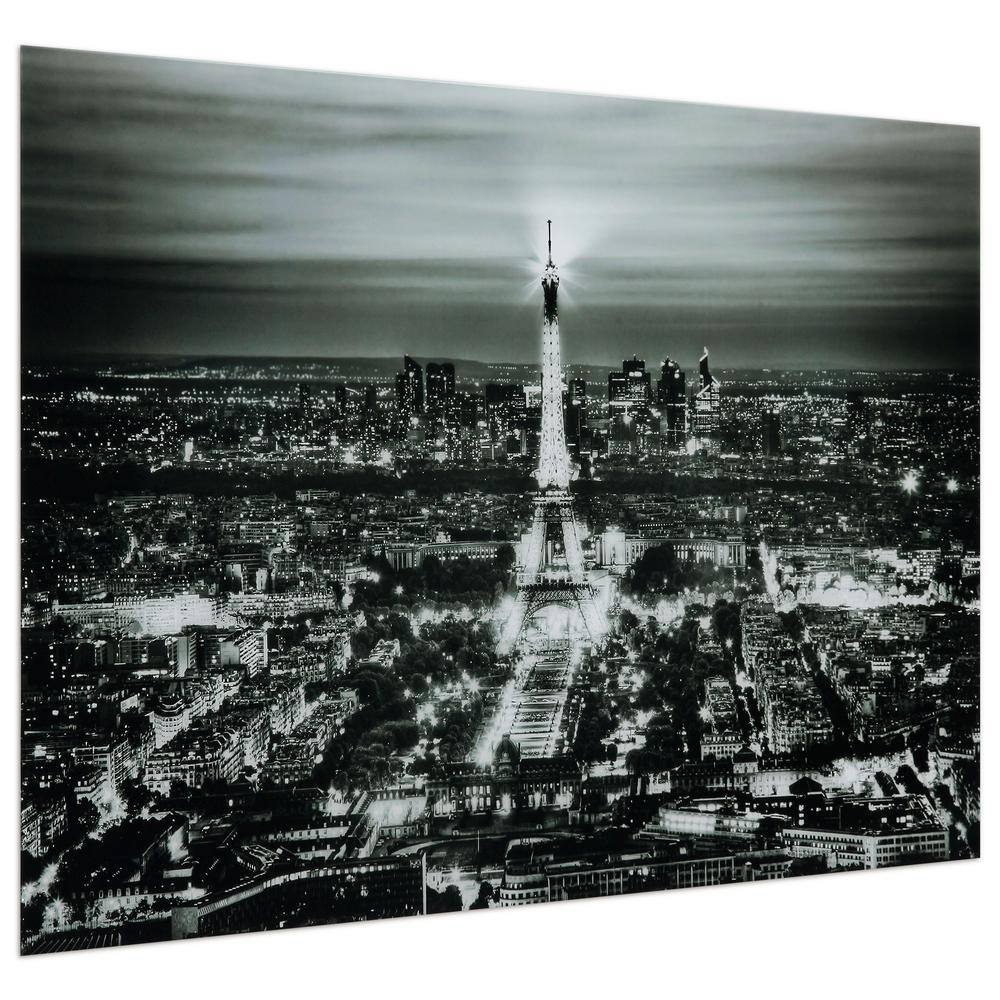 Paris Night Black and White Tempered Glass Wall Art