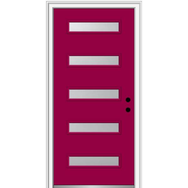 MMI Door 32 in. x 80 in. Davina Left-Hand Inswing 5-Lite Frosted Painted Fiberglass Smooth Prehung Front Door on 6-9/16 in. Frame