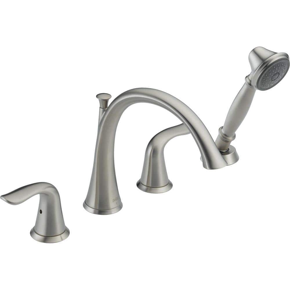 Delta Lahara 2-Handle Deck-Mount Roman Tub Faucet with Hand Shower