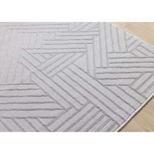 Osiris Collections 8 ft. x 11 ft. Grey Geometric, Tonal/Solid Indoor Area Rug