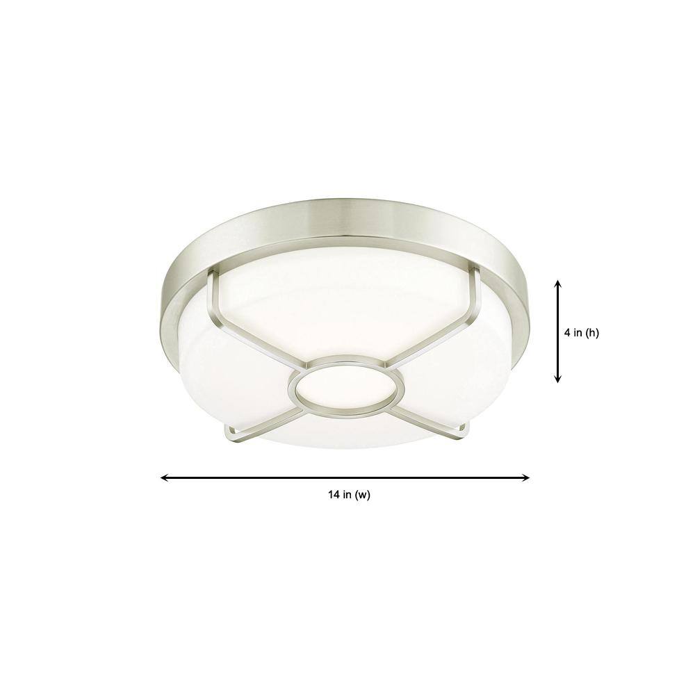 14" Brushed Nickel LED Smart Ceiling Light with Acrylic Shade