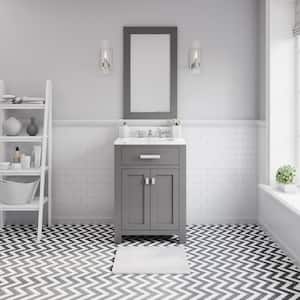 24 in. W x 21 in. D Vanity in Cashmere Grey with Marble Vanity Top in Carrara White and Mirror