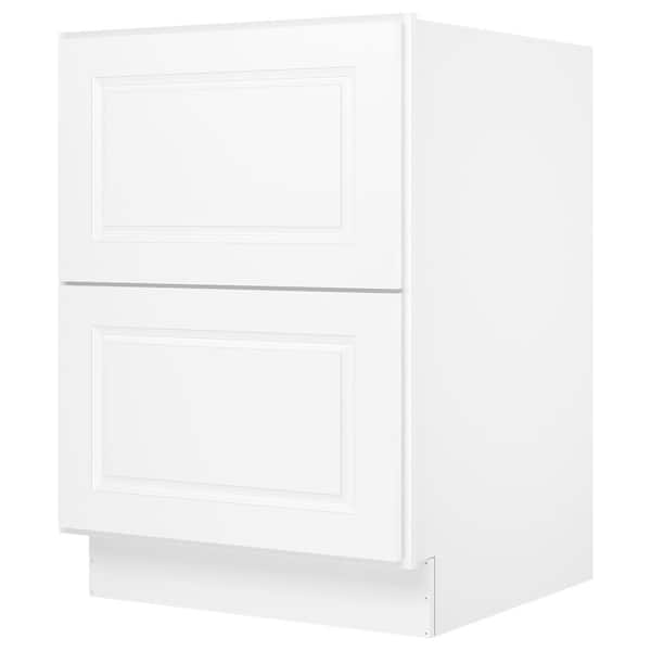HOMEIBRO 24 in. Wx24 in. Dx34.5 in. H in Raised Panel White Plywood Ready to Assemble Drawer Base Kitchen Cabinet with 2 Drawers