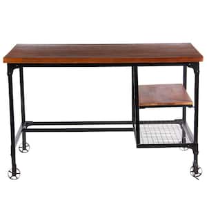 48 in. Rectangular Brown/Black Writing Desk